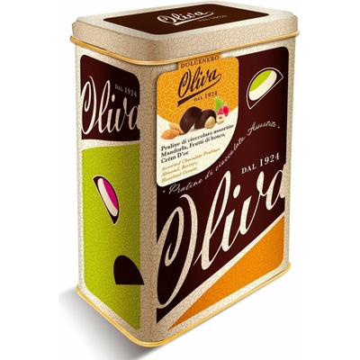 Oliva Dolcenero Mandorla, Frutti di Bosco & Crem d’Or pralinky v darčekovej plechovej dóze 252 g