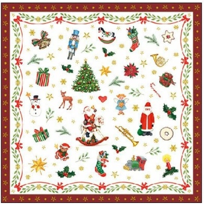 Ambiente Europe BV Servítky malé ornament červené 25x25 cm