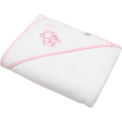 New Baby Detská froté osuška s výšivkou a kapuckou 100x100 biela sloník