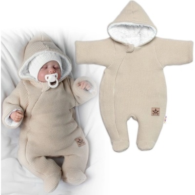 Zimní oteplená kombinézka overálek s kapucí Baby Nellys béžová capuccino – Zboží Dáma
