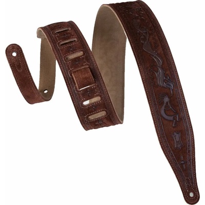 Levy's Embossed Suede Brown Kokopelli Каишка за китара (MS17T03-BRN)