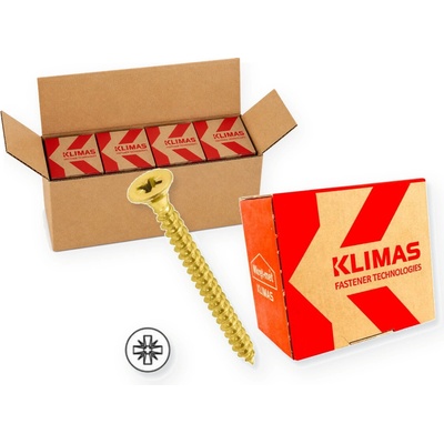 Klimas Wkret-Met 6x200mm - 1 Kartón (4x100 ks) - PZ Skrutky do dreva so zapustenou hlavou (krížové), KMH