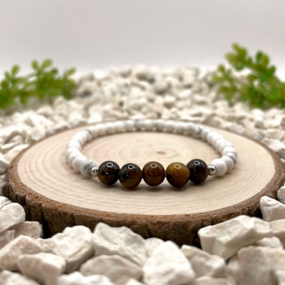 Certom Minerální náramek tygří oko a magnezit | Síla a klid 0157