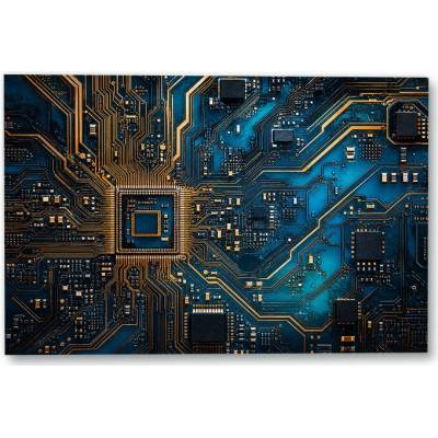 Plakát – Elektronický obvod v modré a zlaté Bez rámu Ano Bez rámu 135 × 90 cm