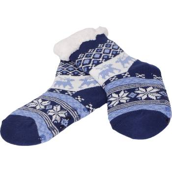 Image 1 of Топли детски чорапи в тъмносиньо с коледен десен