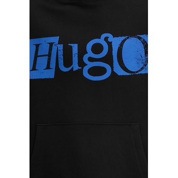 HUGO Blue Памучен суичър Hugo Blue мъжки в черно с качулка с принт 50542796 (50542796)