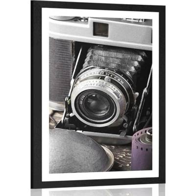 Plakát s paspartou starý fotoaparát - 40x60 black
