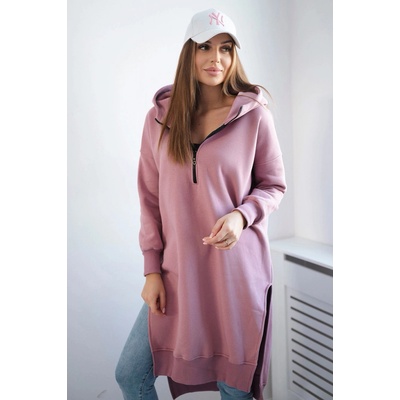 Fashionweek Zateplená dlouha mikina s kapucí MAXI K9301 Růžovy
