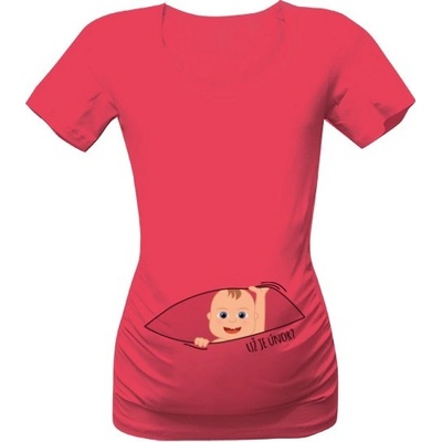 Tričko s potiskem Už je únor? dámské růžová