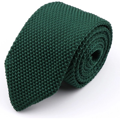 Decofashion Pletená kravata tmavě zelená