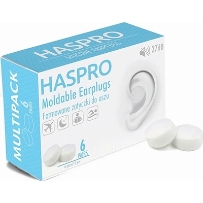 HASPRO 6P silikónové štuple do uší, biele