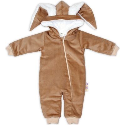 Baby Nellys Menčestrová kombinézka /overal s kožušinkou Cute Bunny růžová
