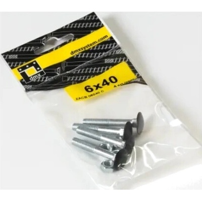 Domax ZACB06040 Vratové skrutky čierne + matice 6x40 4ks