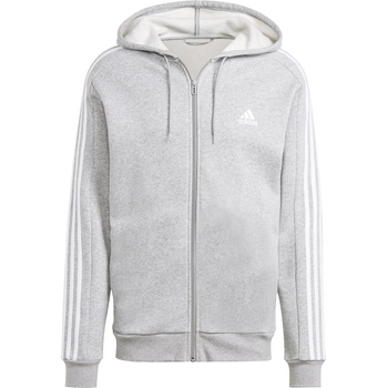 Adidas Мъжки суичър Adidas Essentials Fleece 3-Stripes Full-Zip Hoodie Mens - Med Grey/Black