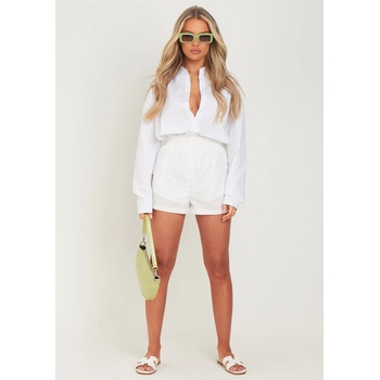 Image 1 of Missy Empire Къси панталони Missy Empire Cotton Oversized High Waisted Runner Shorts - White