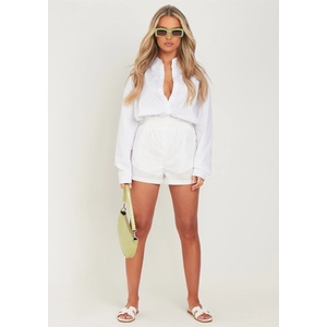 Missy Empire Къси панталони Missy Empire Cotton Oversized High Waisted Runner Shorts - White