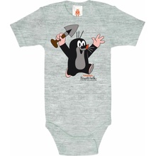 CurePink Dětské body s krátkým rukávem The little Mole Krteček Juhu šedá