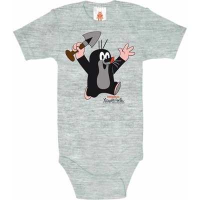 CurePink Dětské body s krátkým rukávem The little Mole Krteček Juhu šedá
