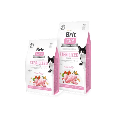 Brit Care Cat Grain-Free STERILIZED SENSITIVE - Пълноценна суха храна със заешко за кастрирани котки