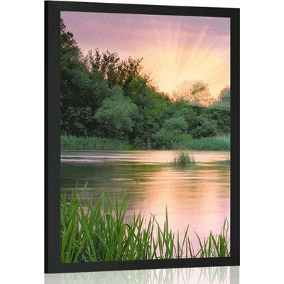 Plakát východ slunce u řeky - 30x45 white