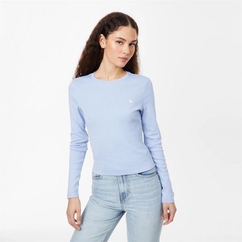 Jack Wills Бебешка фланелка с дълъг ръкав Jack Wills Long Sleeve Baby Tee - Soft Blue