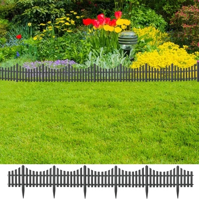vidaXL Кантове за тревни площи, 17 бр, антрацит, 10 м, PP (314682)