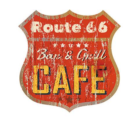 Ceduľa Route 66 Cafe štít