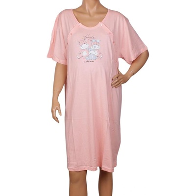 Макси нощница за кърмене в цвят праскова с кравички