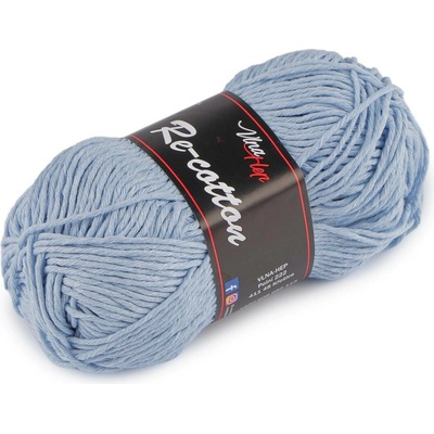 Bavlněná pletací příze Re-Cotton 50 g, střední, 6 (81346) modrá světlá