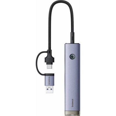 Baseus UltraJoy 4v1 Hub USB-A & USB-C na 3x USB3.0 + USB-C + RJ45 šedý