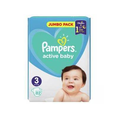 Памперси Pampers, Active Baby, Размер 3, Midi, 6-10 кг, 82 броя, 8001090948175