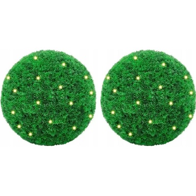 Umělé koule z buxusu s LED diodami 2 ks Zelené 45 cm
