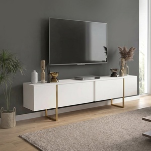 TopMebel Мебел за телевизор Orontes TopMebel от меламин в бял - златист цвят 180x29.6x50cm