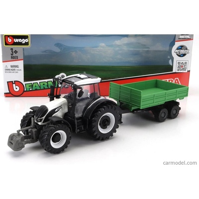 Bburago Valtra N174 Tractor With Tipping Trailer 2017 Bílá Černá Zelená 1:50