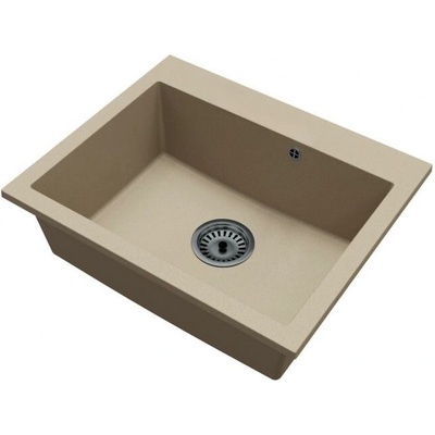 DobreSny Granitový dřez Elite béžový + černý sifon 60 x 50 x 21cm