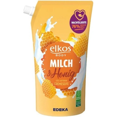 Elkos tekuté mýdlo náhradní náplň mléko a med 1 l
