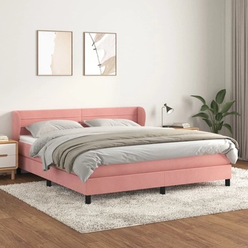 vidaXL Боксспринг легло с матрак, розово, 180x200 см, кадифе (3127570)