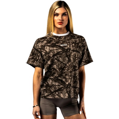 Nebbia Dámske tričko Power Her Relaxed Tee 894 Light Brown Camo