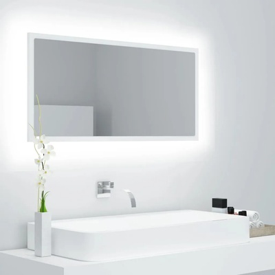 vidaXL LED огледало за баня, бяло, 90x8, 5x37 см, акрил (804932)