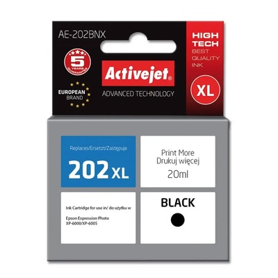 Compatible Мастило Activejet AE-202BNX (заместител за Epson 202XL G14010, Supreme, 20 ml, черно) (AE-202BNX)