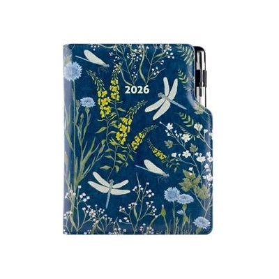 Design B6 denní 2026 Vážky modrá