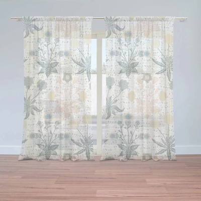 Sablio Záclony Sivé kvetiny: 2ks 150x250cm
