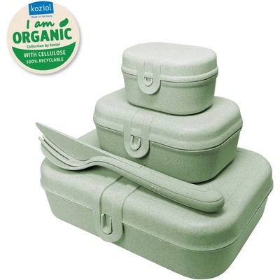Koziol Комплект кутии за обяд PASCAL READY, с комплект прибори за пътуване, органично зелено, Koziol (KOZ3168668)