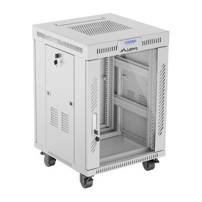 Lanberg Комуникационен шкаф, Lanberg rack cabinet 19" free-standing 15U/600x600 (flat pack) with glass door lcd grey v2 (FF01-6615-12SL)