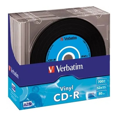 Verbatim CD-R диск, с винилова повърхност, AZO, 700MB, 52x, 10 бр. , тънък калъф, VERBATIM "Vinyl" 43426 (43426)