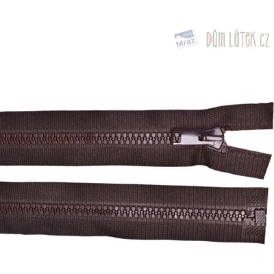 Zips kostený deliteľný tmavo hnedý, dĺžka 60 cm
