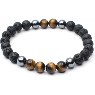 Milujeme Kameny Lávový kámen tygří oko a hematit pánský kulička NKT140