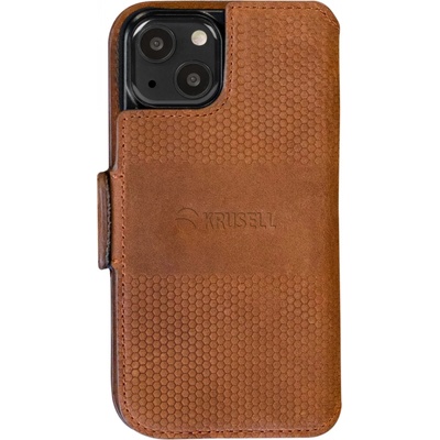 Krusell Калъф Krusell Leather Wallet за iPhone 13 - Cognac
