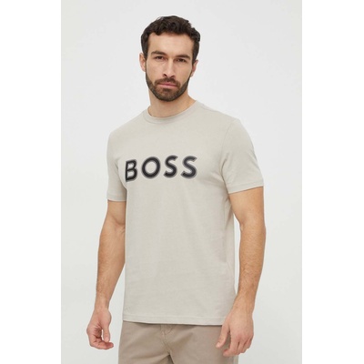 Boss Green Памучна тениска Boss Green в бежово с апликация 50506344 (50506344)
