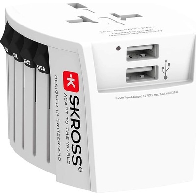 SKROSS Адаптер SKROSS PRO MUV 2 x USB-A, 1.302960, World, Бял (1.302960)